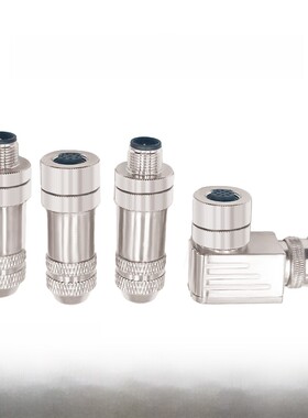 M12以太网连接器Profinet航空防水插头4芯5芯8芯12芯金属屏蔽连接