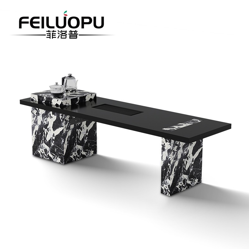 需定制中古风现代简约茶桌椅组合别墅阳台会客设计师款高级感岩板