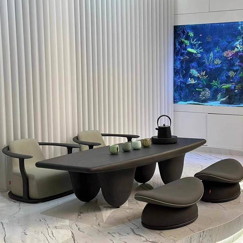 需定制新中式榻榻米茶桌2024新款高端阳台飘窗矮桌茶室茶台胡桃木