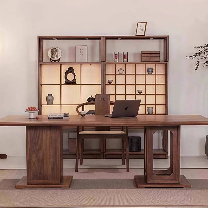 需定制商务新中式黑胡桃白蜡木接待茶桌椅组合办公室酒店民宿别墅