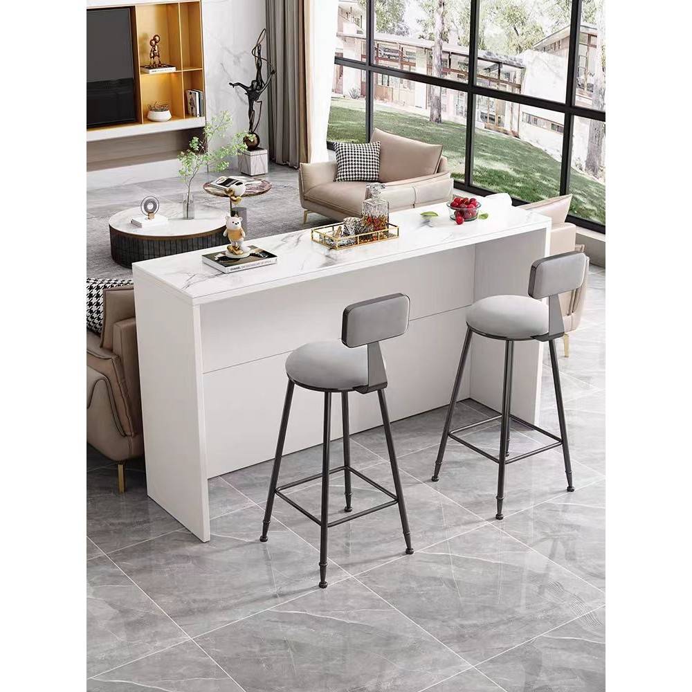 需定制岩板吧台桌家用长条桌现代简约厨房客厅隔断柜餐桌实木沙发