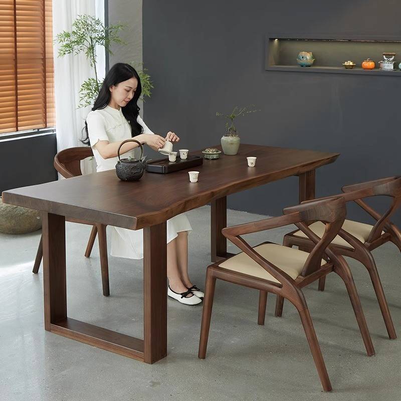 需定制新中式胡桃木整板茶桌现代家用实木泡茶桌椅茶台原木功夫阳
