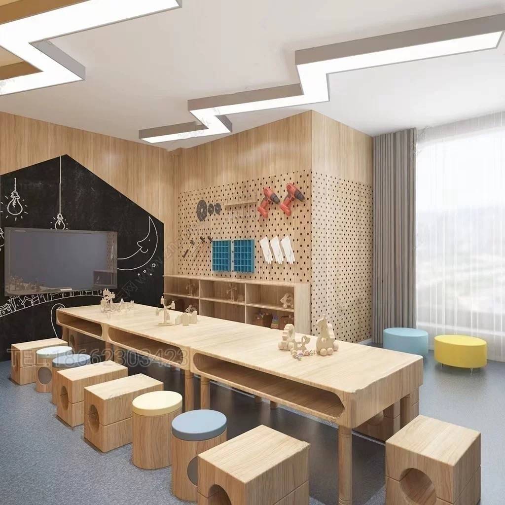 需定制样品屋展示中心处儿童桌椅组合幼儿园书桌手工架空层学习桌