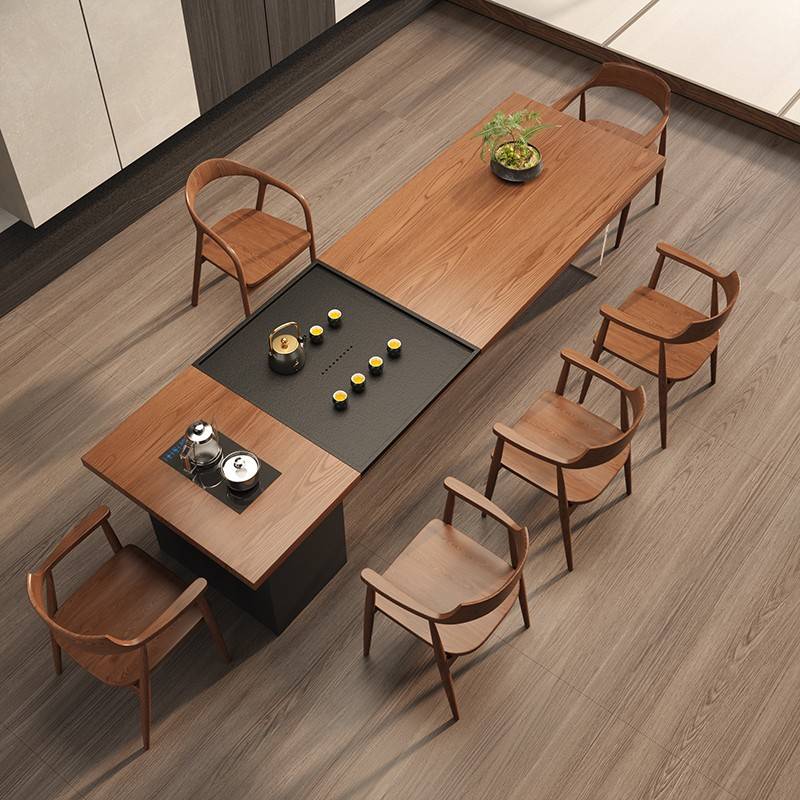 需定制实木大板泡茶桌椅组合现代简约家用办公室茶台茶桌烧水壶茶