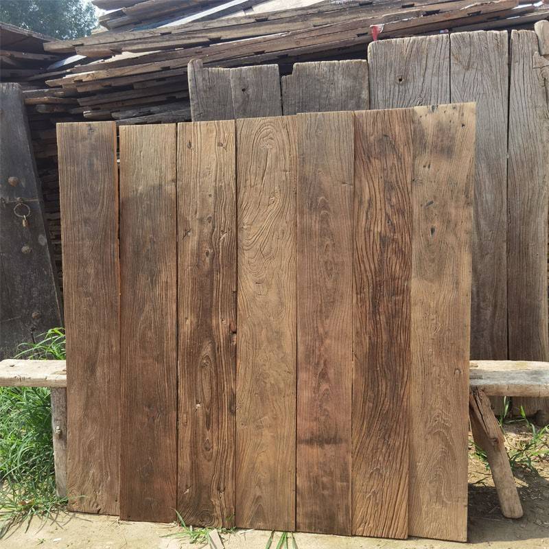 需定制老榆木风化木老门板旧木实木复古吧台桌面墙板地板侘寂风民