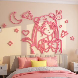 贴纸布置房间背景墙头二次元 饰品 面画儿童房孩美少女公主床卧室装