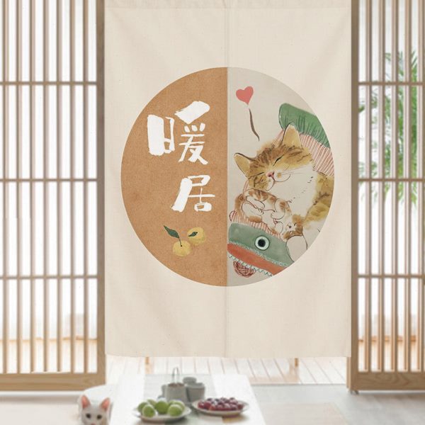 创意文字门帘家用厨房隔断帘可爱猫卧室卫生间半帘小清新布艺挂帘