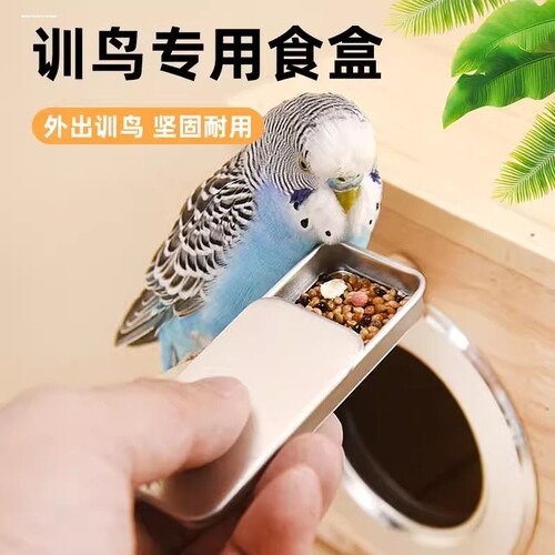 训鸟食盒训鸟食罐鹦鹉训练道具奖励零食玩具黄铜喂食虫盒专用工具