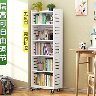 可移动书架置物架学生简易多层家用带轮桌边家用儿童阅读收纳架