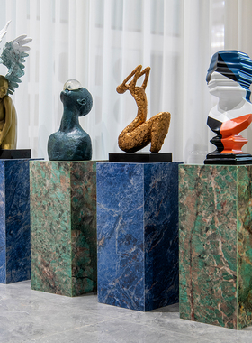 可定制现代轻奢大理石底座摆台酒店会H所售楼处玄关走廊装饰品台