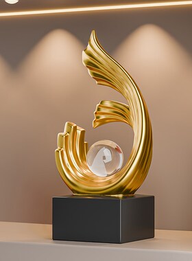 风生水起摆件办公室客厅玄关酒柜轻奢H高档电视柜装饰乔迁新居礼