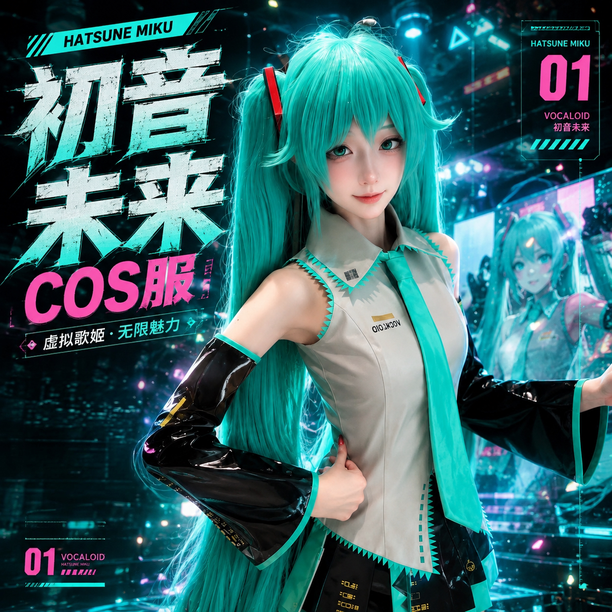初音未来公式服COS套装漫展图片