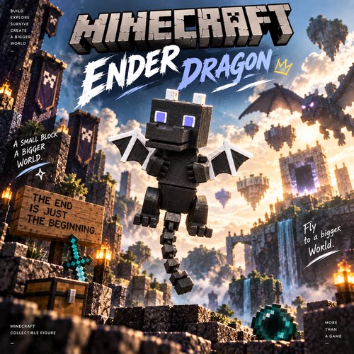 Minecraft我的世界可爱末影龙模型可动关节手办游戏周边潮玩摆件