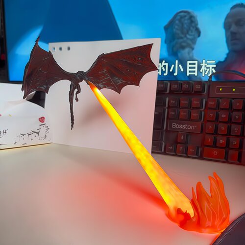 喷火龙3D打印火焰氛围小夜灯
