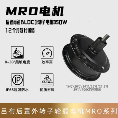 吕布云轮后置外转子电机250 350W辐条轮毂电机自行车后驱高速电机