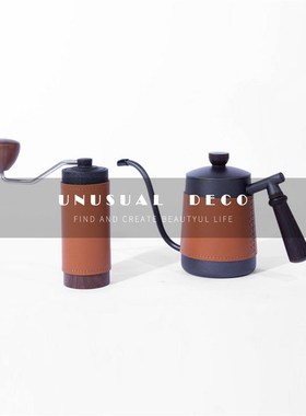 现代咖啡手摇磨豆机样板间售楼z处水吧厨房餐厅棕色皮革手冲壶摆