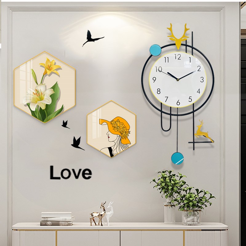 2024新款钟表挂钟客厅s创意大气家用时钟挂墙网红现代简约静音壁