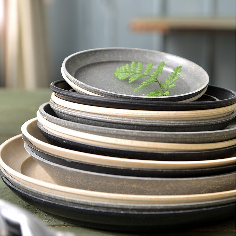 泥彩家植物纤维环保u托盘圆形方形香薰盘花盆底托