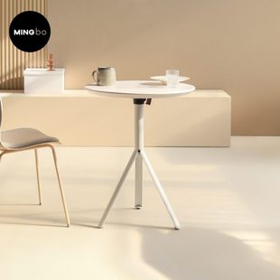 北欧餐桌现代简约家用阳台休闲桌三脚圆桌咖啡厅桌子售楼处洽谈桌