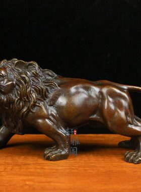 纯铜狮子铜雄狮公狮子家居客厅工艺品礼品玄关办公室礼品装饰摆件