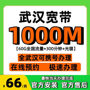 武汉宽带办理千兆光钎宽带移动家庭WIFI电视套餐携号办理免安装 费