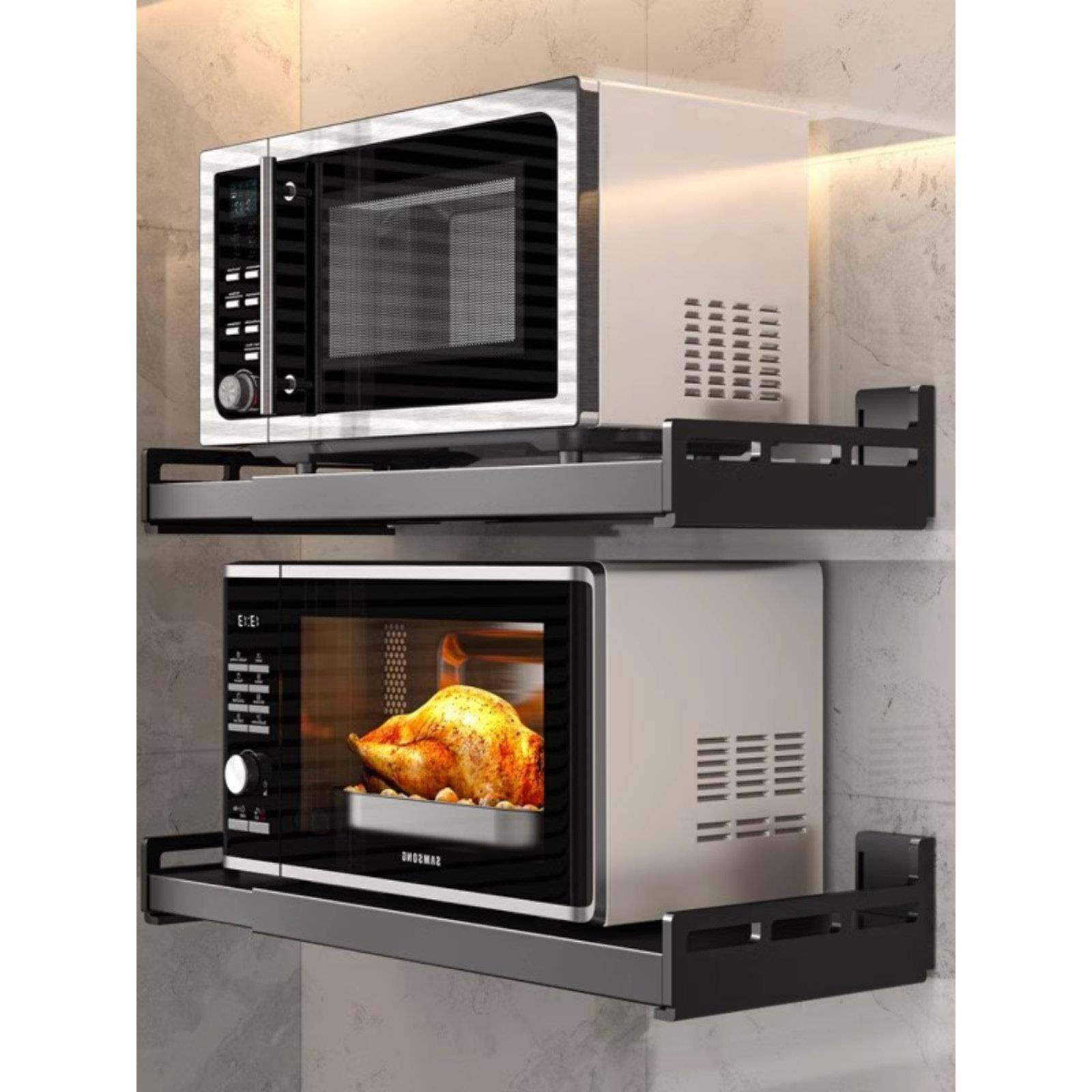 免打孔厨房微波炉架子置物架壁挂式家用墙上烤箱支架多功能收纳架,厨房/烹饪用具,微波炉置物架,淘宝优惠券,粉丝福利购,淘宝优惠卷