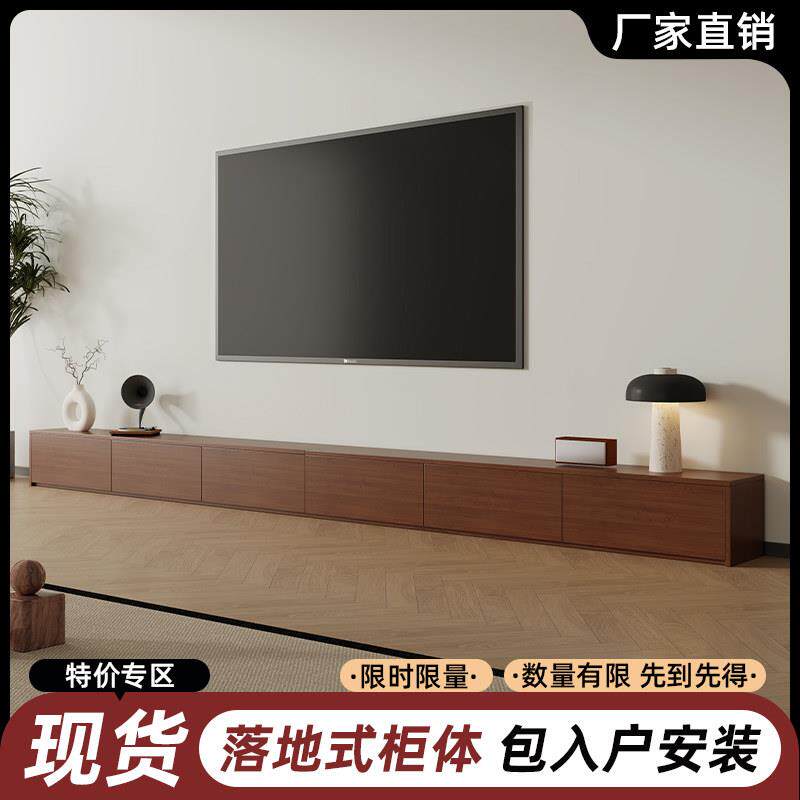 实木电视柜家用客厅2026新款中古风落地储物柜小户型电视机柜