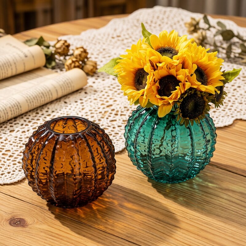 北欧风|吹制玻璃花瓶 简约仙人球餐桌客厅办公室摆件插花器氛围感