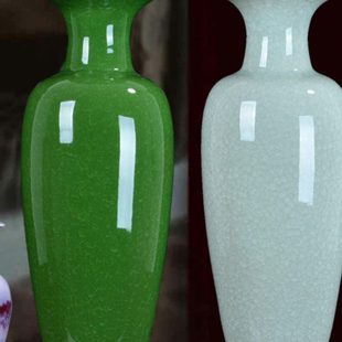 花瓶陶瓷摆件仿古钧瓷绿色新中式高端桌面客厅供佛供奉插花大瓷器