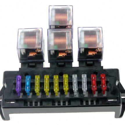 10路汽车保险丝盒80a 5针继电器插座座汽车内部发动机配件