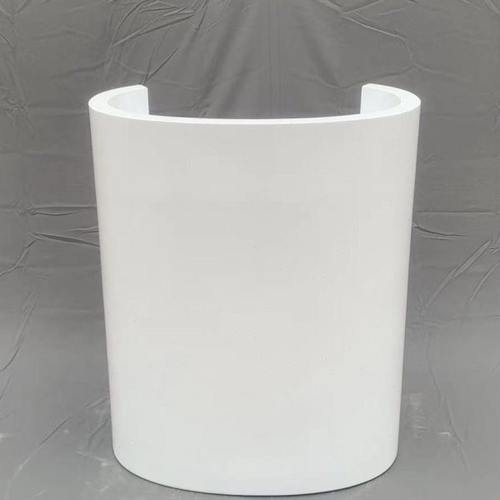 椭圆形白色吧台烤漆前台半圆小收银台演讲台弧形迎宾台接待台定制