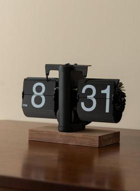 自动翻页时钟机械日历摆件创意高级感电视柜家居乔迁新居装饰礼物