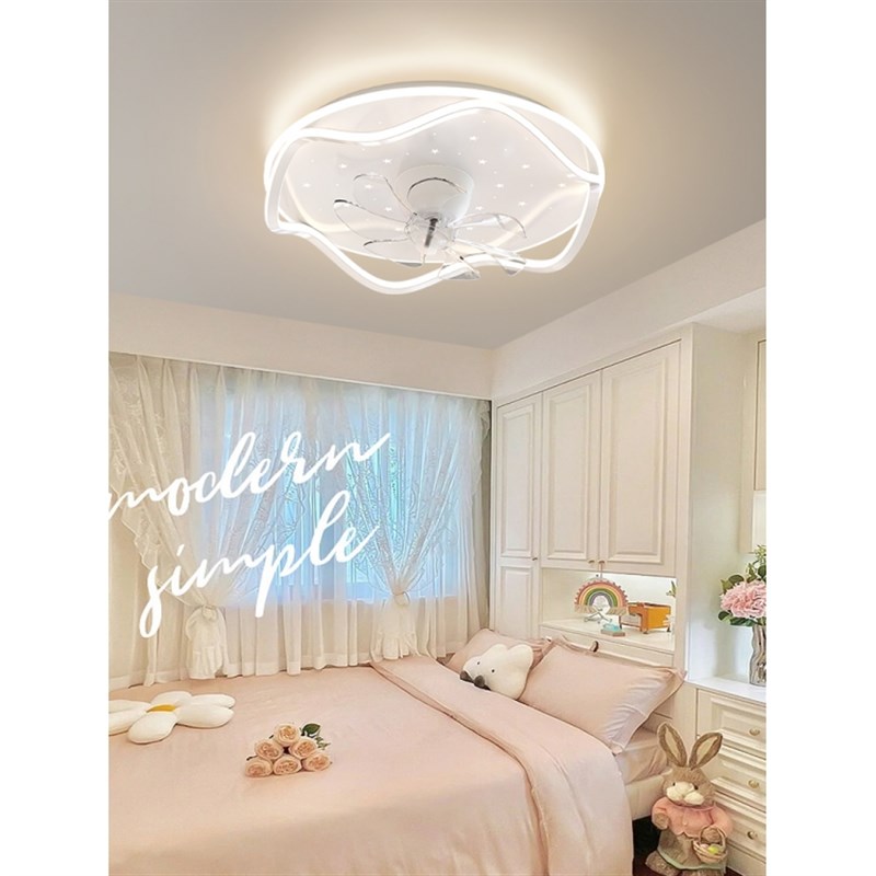 摇头电扇一体吸顶灯卧室北欧圆形主卧房间支持小爱同学米粉风扇灯