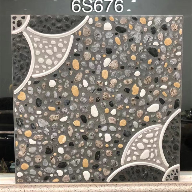 拼花鹅卵石瓷砖600600厨z卫阳台庭院花园商铺水磨石仿古地砖防