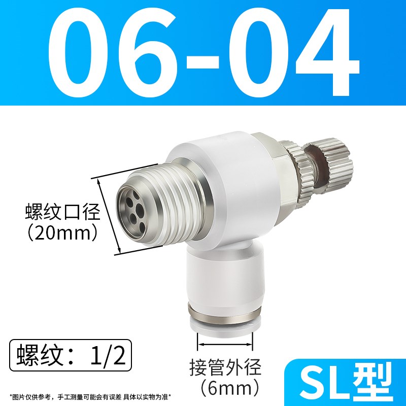 调速阀气缸快速接头SL8-02排气节流阀可调接头6K-01-02-03-4十只