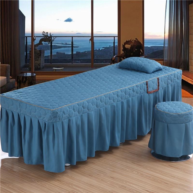 美容床罩三件套凳套枕套按摩床套有洞口足疗理疗推V拿头疗床保护