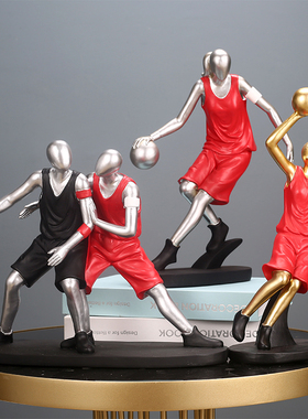 现代简约篮球运h动人物轻奢高档摆件书房书柜房间办公桌桌面装饰