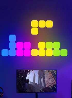 电竞氛围灯拾音节奏聚会paty音乐CRGB幻彩量子灯客厅方形拼接壁灯