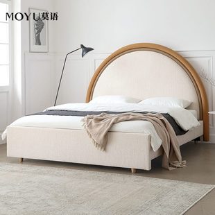 莫语MOYU 复古布艺床家用小户型卧室圆床奶油风儿童床 圆心床 法式