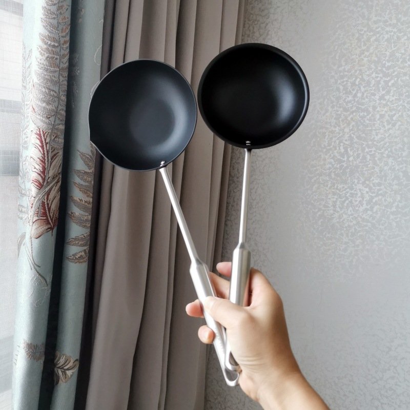 手持泼油锅无涂层精铁小锅热油淋油烧油煎蛋锅肉饼泼油勺长柄