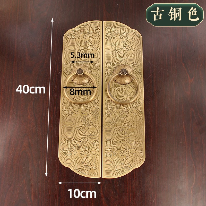 新中式简约大门加厚纯铜拉手门环门栓老式M复古木门把手插销门锁