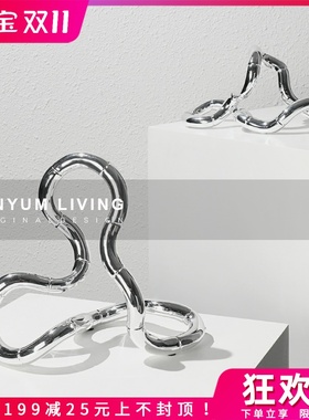 简约现代轻奢几何售楼处软装饰品样板房间家居玄U关柜工艺品摆件