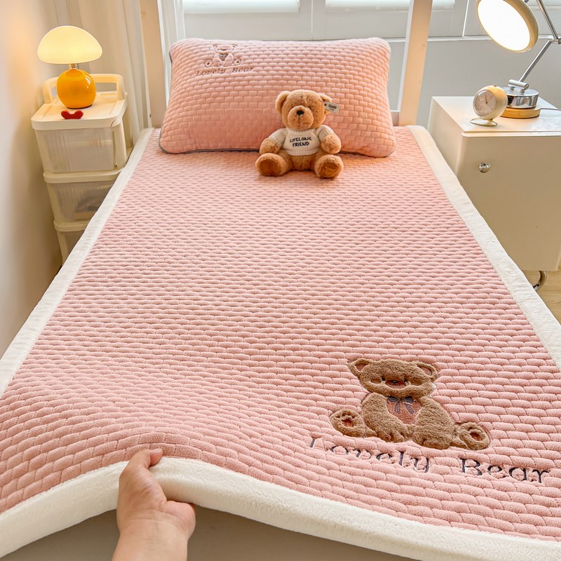 加绒加厚牛奶绒床垫冬天垫t被褥铺底学生宿舍单人褥子毛绒床单床