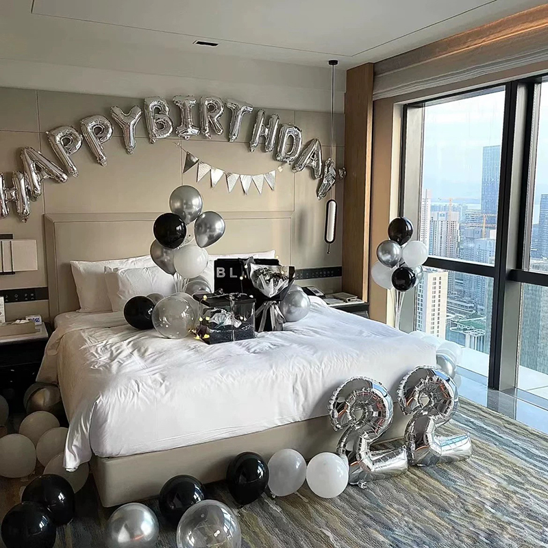 生日快乐派对男女情人友场景布置用品酒店背景墙气V球男孩网红装