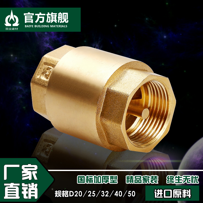 加厚 4b分6分1寸 全铜内丝止回阀水管弹簧单向阀立式水表止逆阀