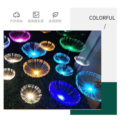 光纤水母灯le饰d七彩变色酒吧氛围PZL餐厅装饰具节日灯装灯 水母