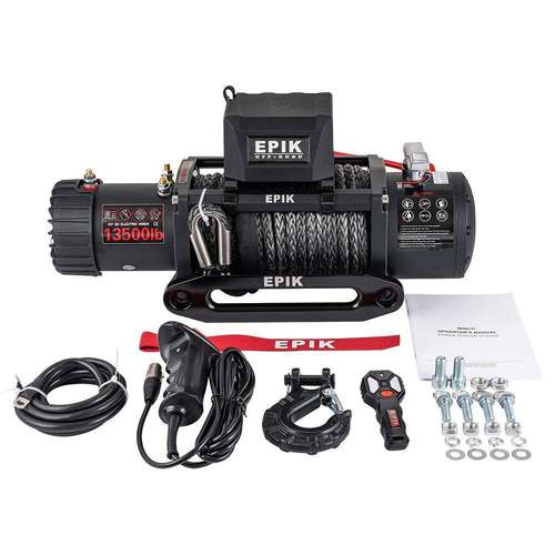 13500磅车载电动绞盘越野脱困钢丝尼龙绞绳可选汽车绞盘小吊机