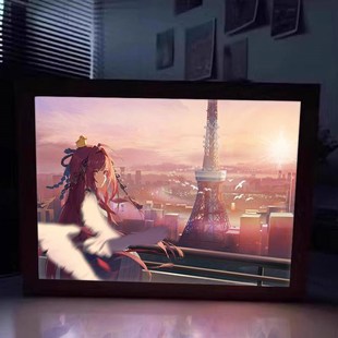 龙族卡塞尔之门灯光画上杉绘梨衣手办报摆件线稿镜子小夜灯