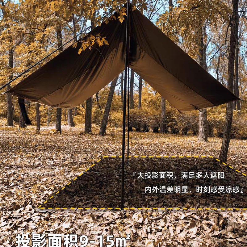 国潮醒狮印花黑胶全遮光方形天幕户外野营露营遮阳防晒帐篷装备
