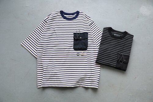 AND WANDER ORCIVAL 26SS StripePocket  S/S 条纹口袋短袖